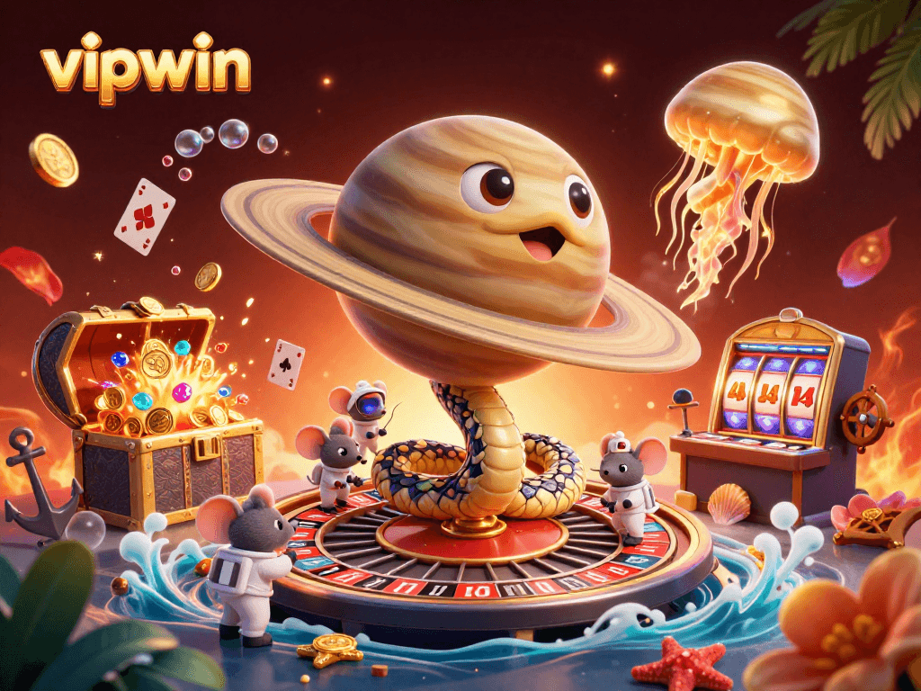 Experience thrilling bets at vipwin with a 3D cosmic casino featuring vibrant characters and rich details.