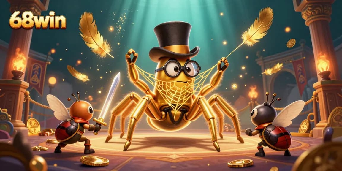 Experience thrilling wins at 68win's casino with a vibrant illustrated scene of excitement.