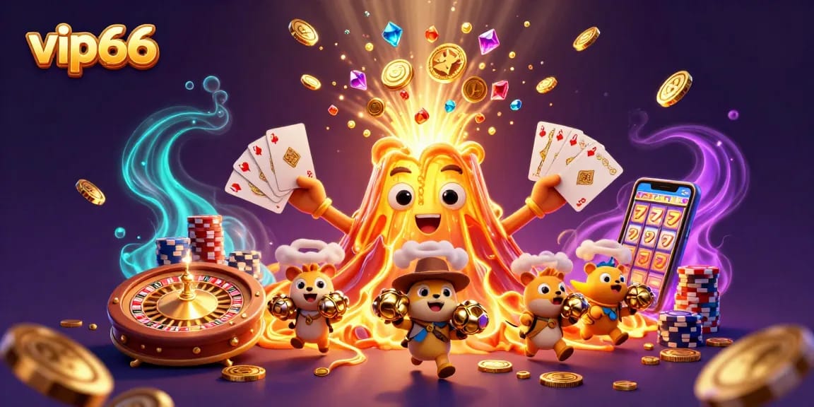 Win big with vip66 at the casino, featuring a stunning eruption of treasures.
