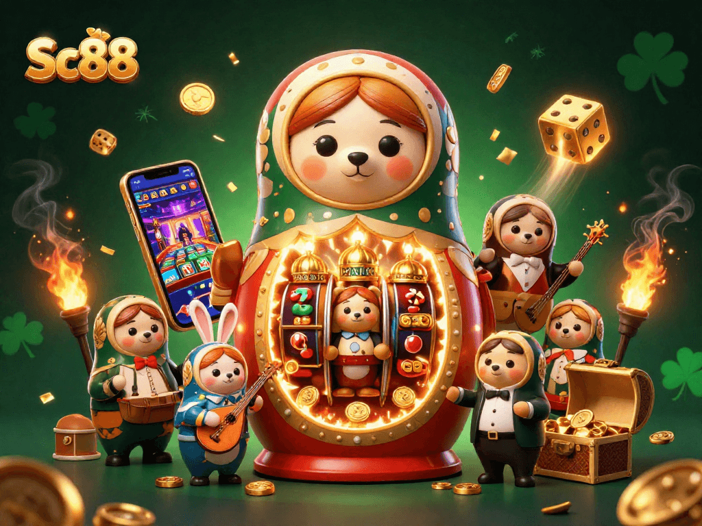 Play casino games with Sc88's exciting dynamic scene featuring rich visual elements and engaging characters.