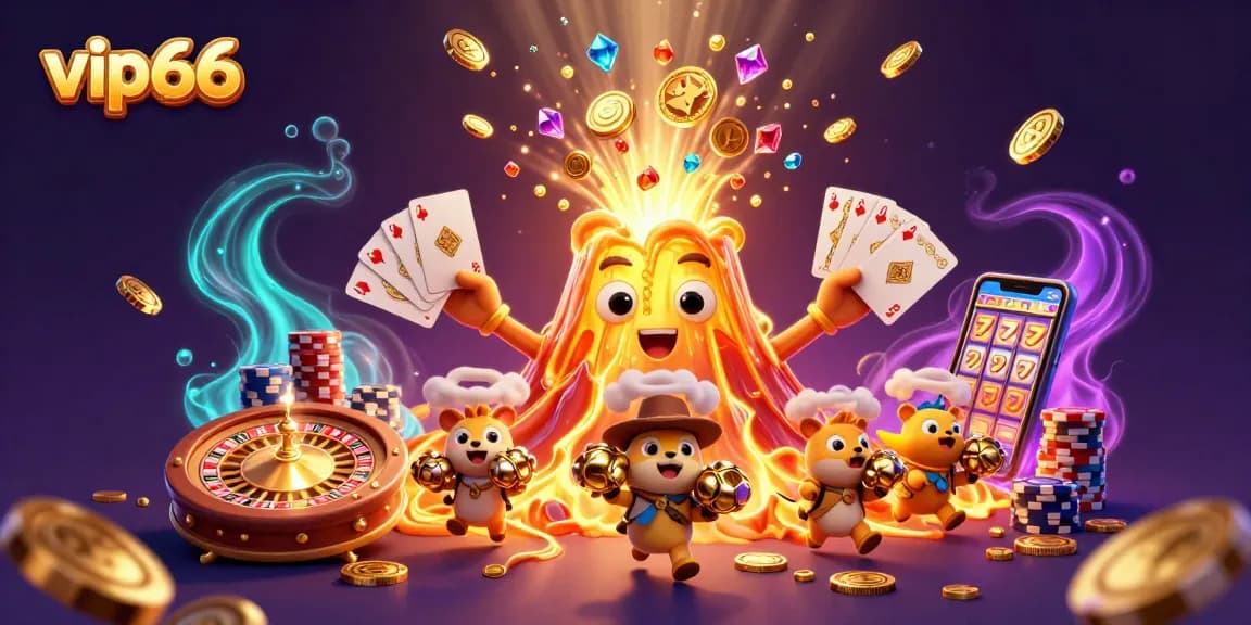 Win big with vip66 at the casino, featuring a stunning eruption of treasures.