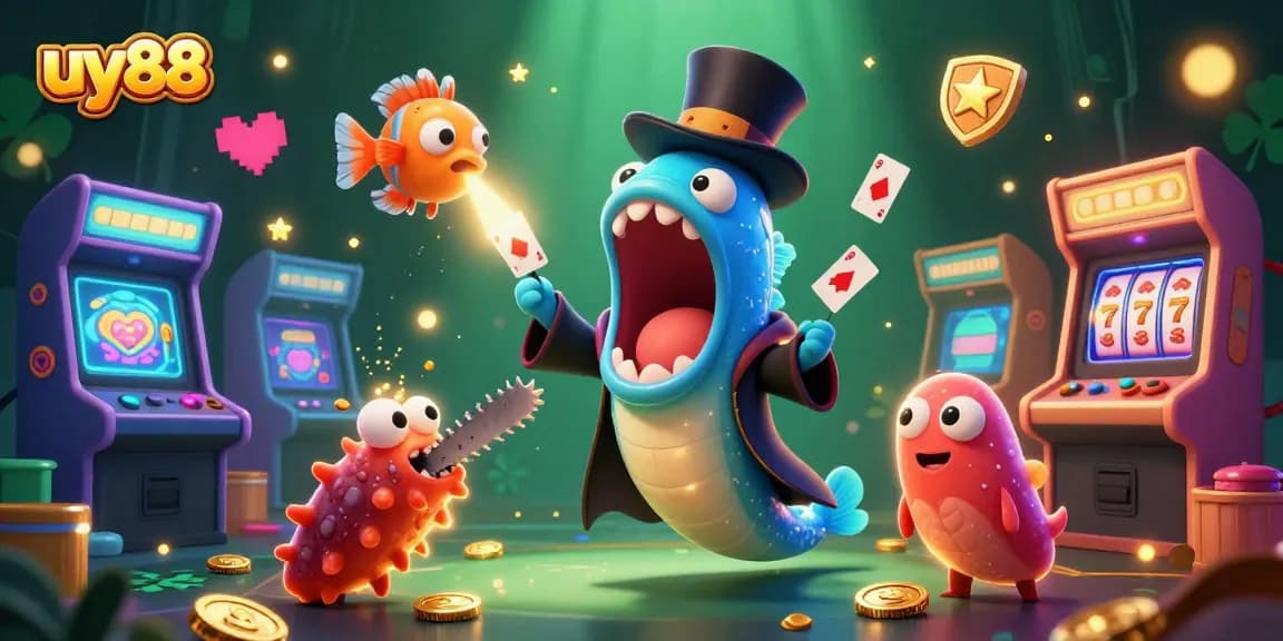 Experience excitement with uy88 as animated sea creatures showcase dazzling gambling magic tricks.
