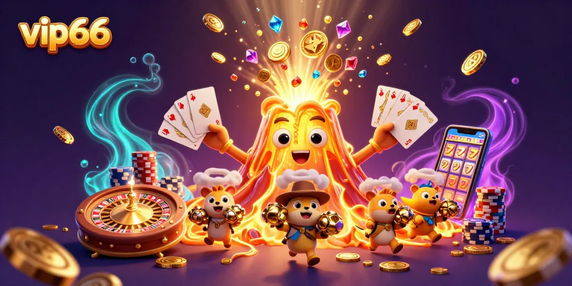 Win big with vip66 at the casino, featuring a stunning eruption of treasures.