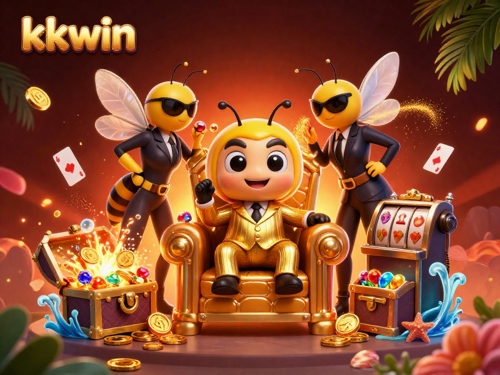 Engage in thrilling kkwin gaming with a vibrant scene of mobster bees and casino excitement.