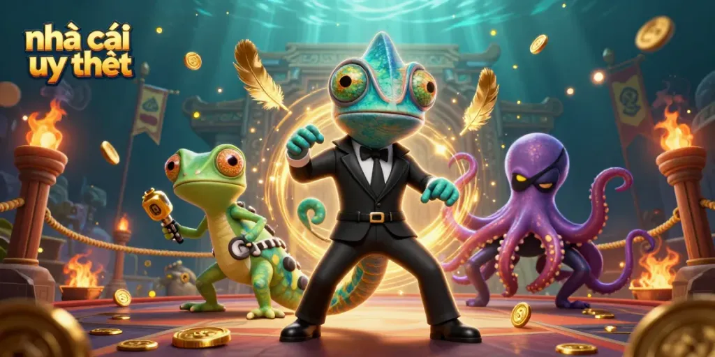 Engage with the vibrant visuals of nhà cái uy tín in an energetic casino scene filled with action and excitement.