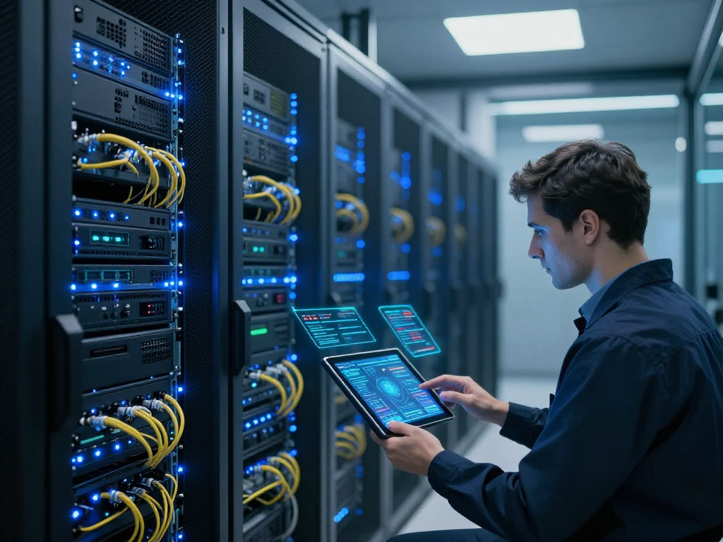 UK IPTV infrastructure with advanced server technology in a data center.