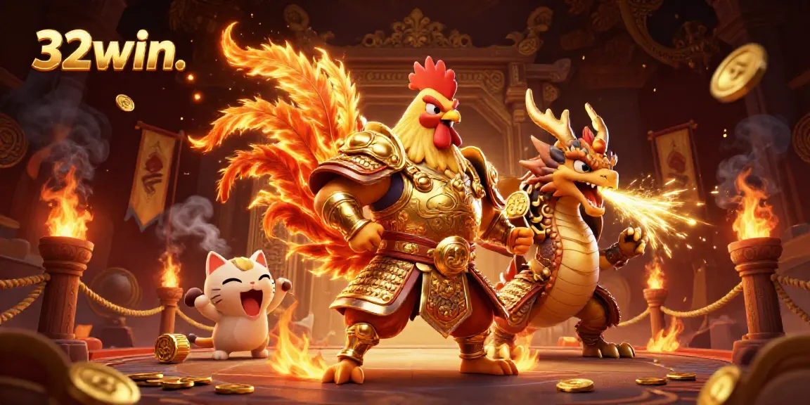 Experience thrilling cockfighting at 32win. with dynamic warrior characters and a festive atmosphere.