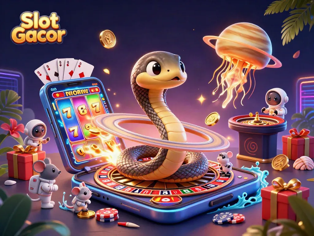 Menggali permainan Slot Gacor dengan gambaran karakter kasino yang penuh warna dan grafis menjanjikan.