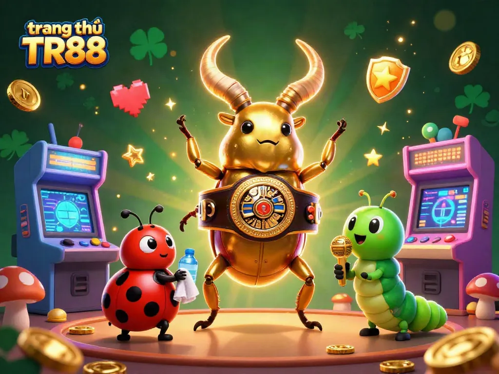 Engage with thrilling gaming adventures on trang chủ TR88, featuring bold characters in a dynamic casino-themed scene.