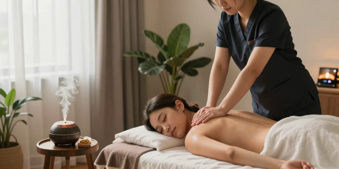 Enjoying a soothing 화성출장마사지 in a tranquil wellness environment