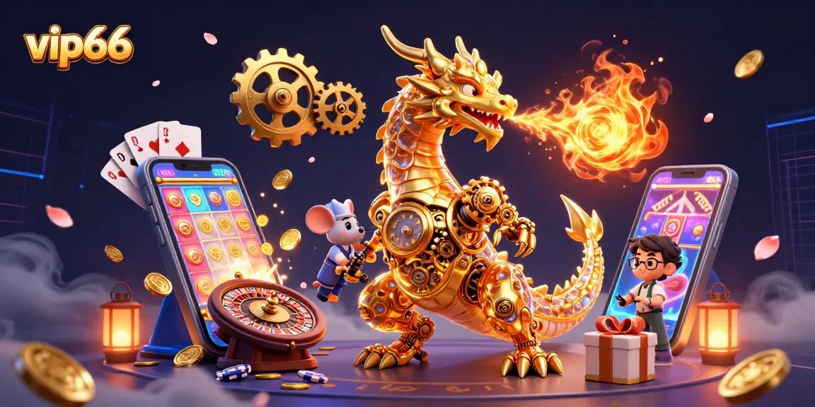Experience thrilling gameplay at vip66 with a vibrant 3D casino scene showcasing dynamic characters and games.