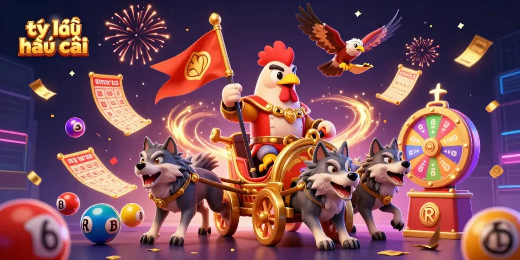 Engage with tỷ lệ nhà cái through this vibrant digital casino scene showcasing exciting lottery elements.