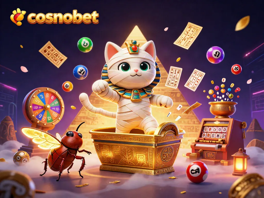 Experience exciting gameplay at Cosmobet with vibrant lottery balls and animated gaming elements.