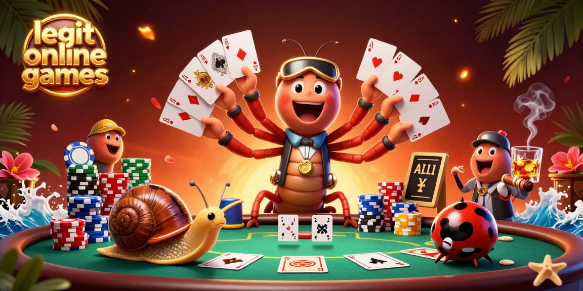 Join the excitement of legit online games as colorful characters engage at a dynamic poker table.