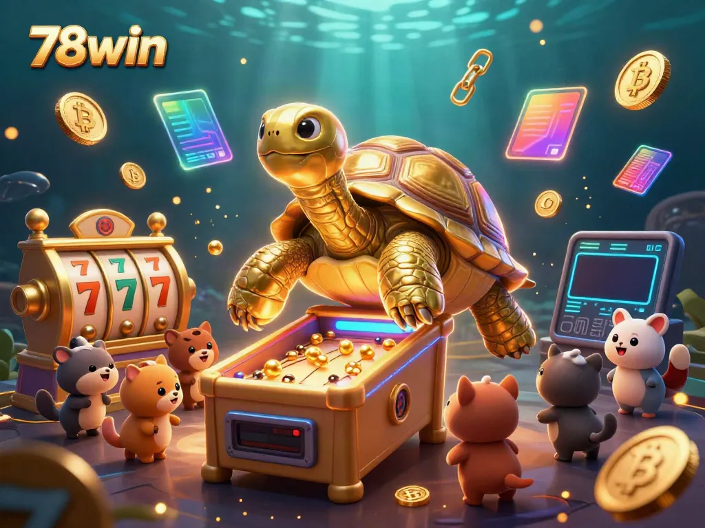 Experience exciting gameplay at 78win with our playful golden tortoise and colorful slot reels.