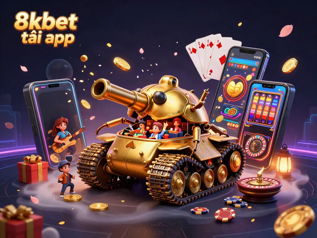 Experience the thrill with 8xbet tải app, featuring a dynamic scene of casino gaming and colorful action.