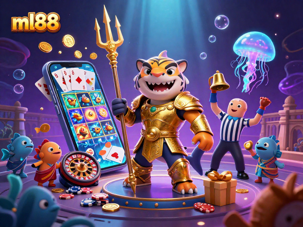 Spin the reels at ml88 with a thrilling underwater casino showdown featuring a tiger shark and game elements