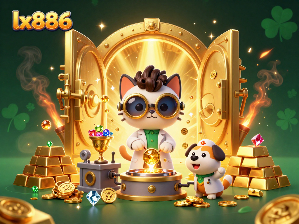 Spin and win at lx886 with vibrant casino-themed illustration full of treasures and excitement.