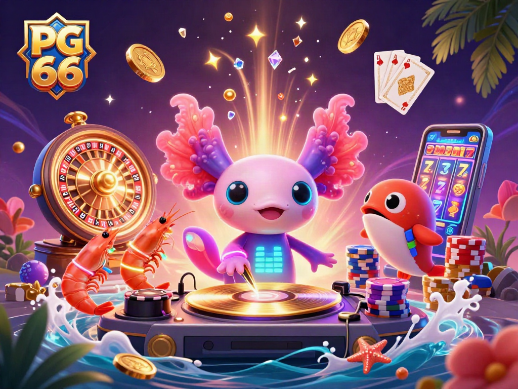 Experience PG 66 with a vibrant underwater casino scene featuring dynamic characters and thrilling game elements.
