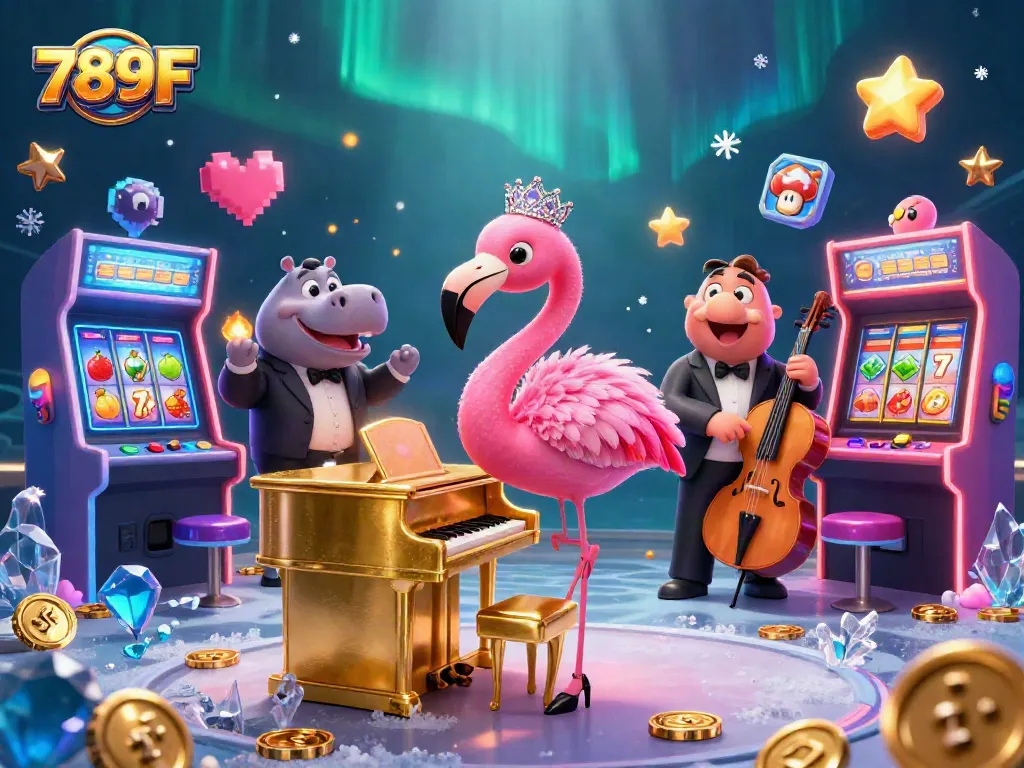 Experience thrilling gameplay at 789F with vibrant casino elements illuminated in a 3D scene.