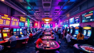 Exciting gaming atmosphere at winvn88.live showcasing casino tables and sports betting.
