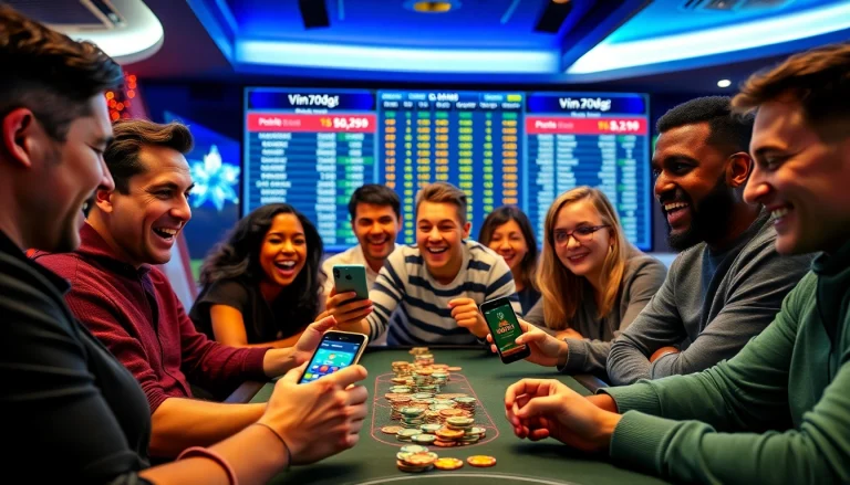 Group of players engaged in exciting betting activities at vin777.gb.net, showcasing casino games and sports betting.