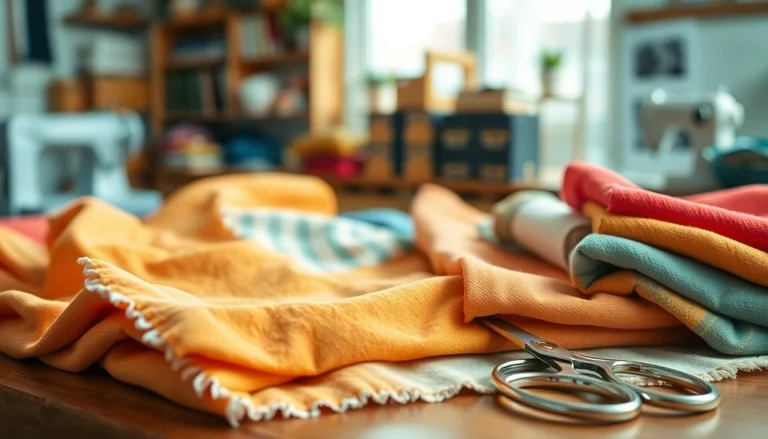 Bekijk 100% katoen stoffen in diverse kleuren en patronen op een houten tafel.