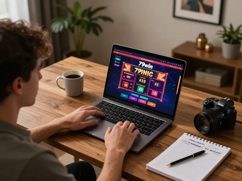 Engaging in strategic online gaming at 79win casino with colorful interface and details.