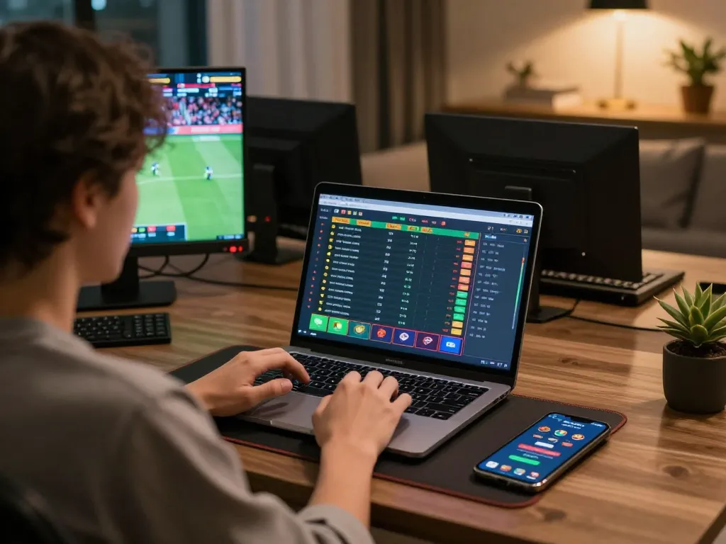 Betting on TR88 sports event through mobile app in a cozy home setting, showcasing responsible gambling