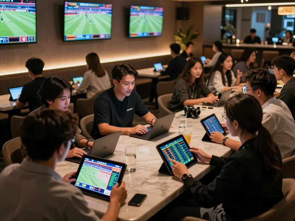 Engaging sports betting moment at bu88 lounge with live events on screens