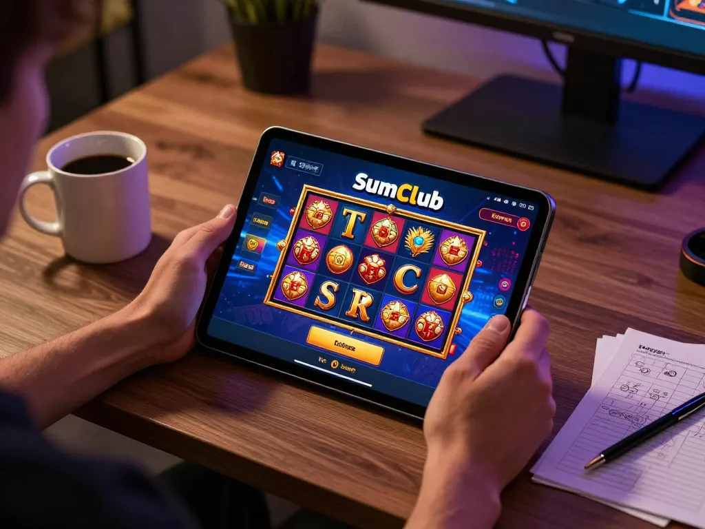 Engaging with the SumClub app for strategic online gaming in a cozy home setup.