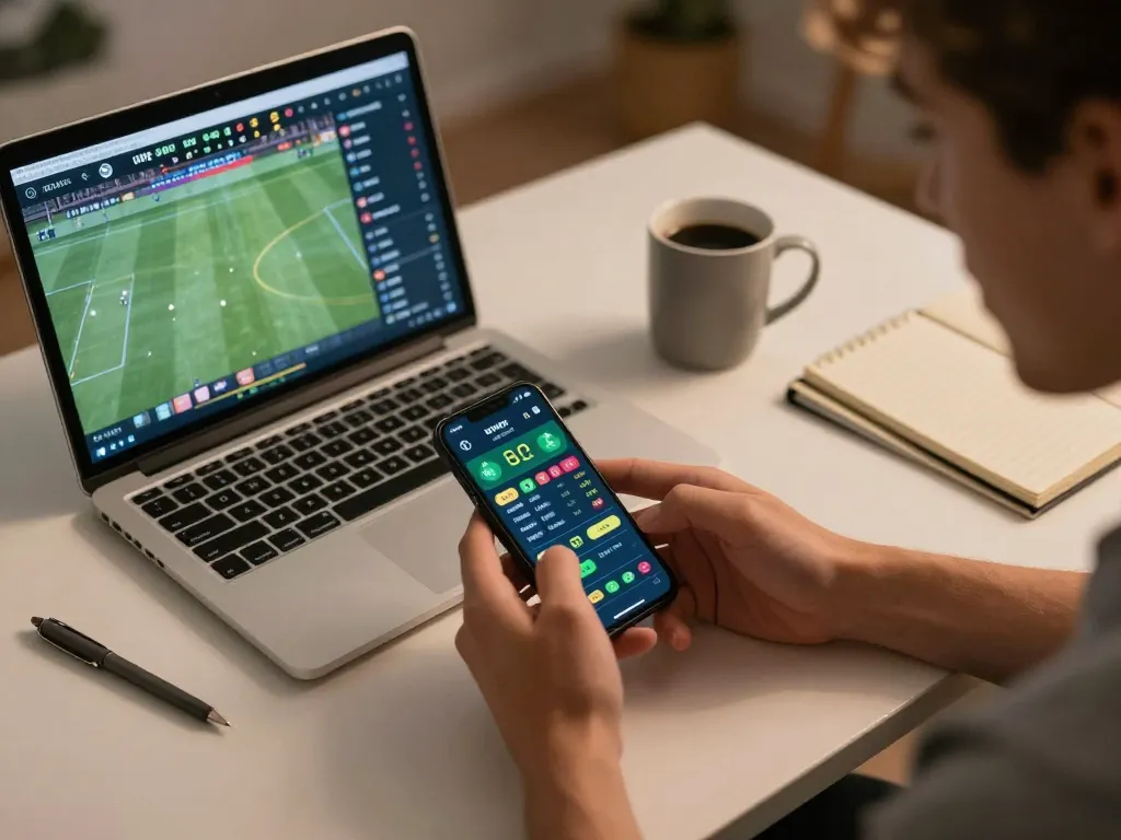 Engaging in online betting on okwin68 app with focus on smartphone and betting options.