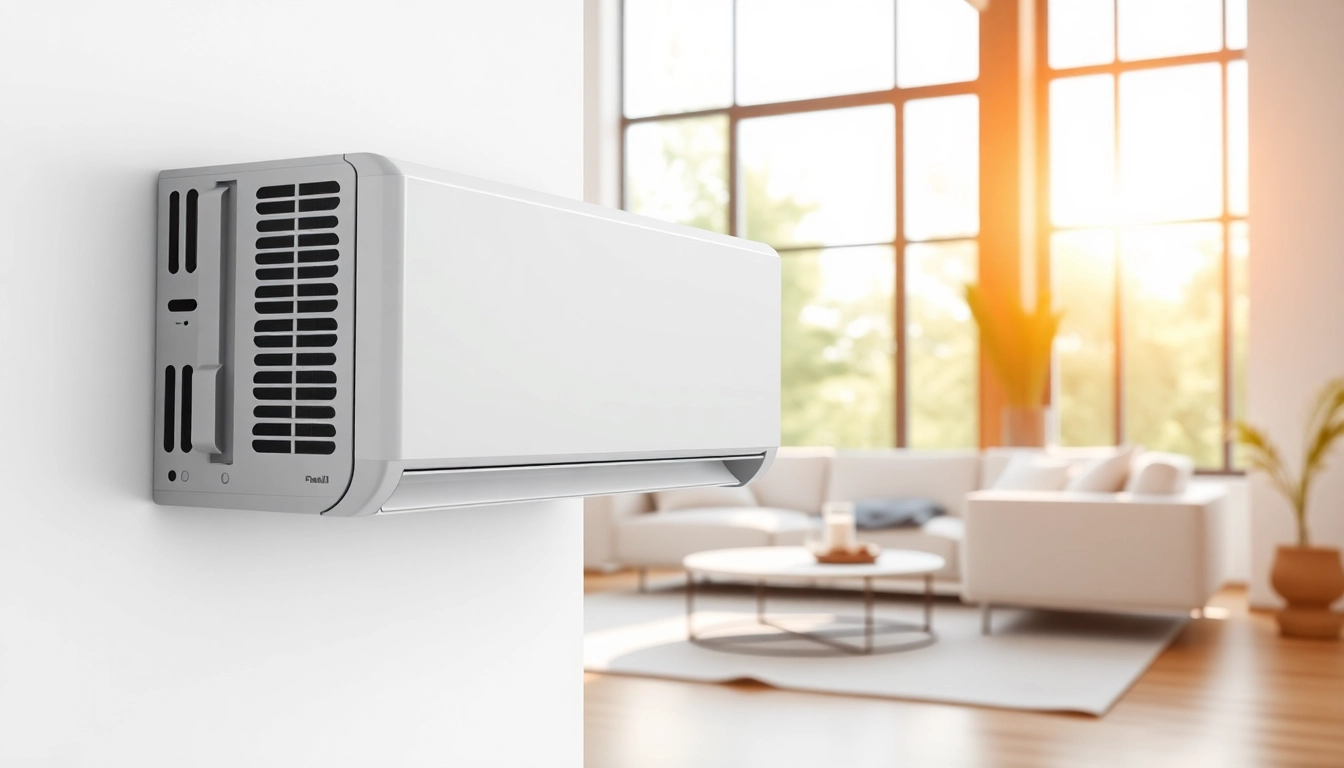 Install a mini split ac in a stylish modern living room for energy-efficient cooling.