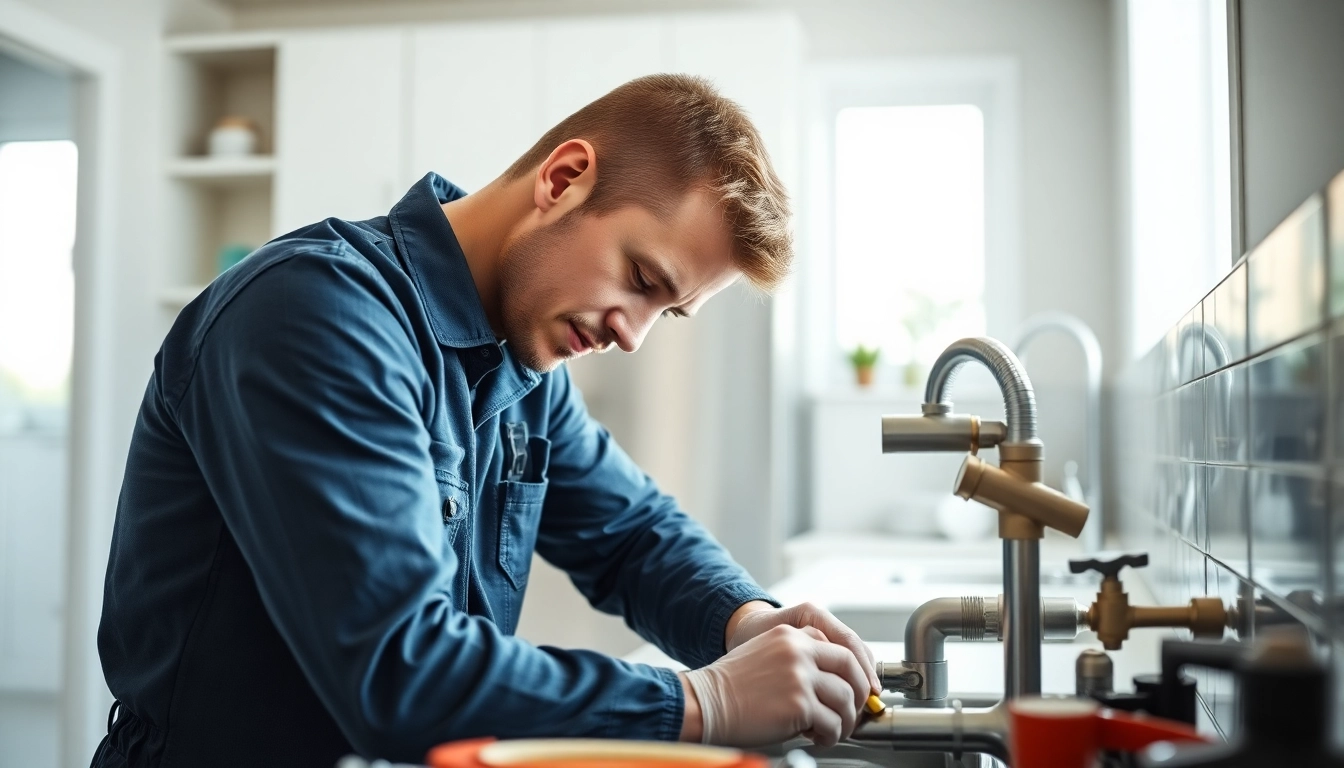 Plumber near me fixing a kitchen sink, showcasing expert skills and professional tools.