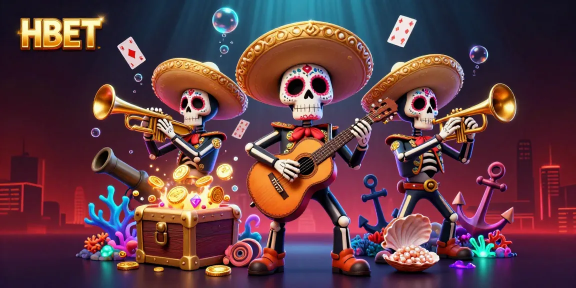 Engage with HBET as vibrant mariachi skeletons celebrate in a dynamic casino scene.