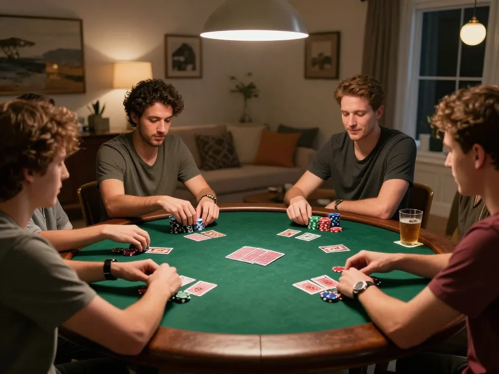Players enjoying a Texas Hold'em game night, showcasing 88vin's competitive spirit and camaraderie.