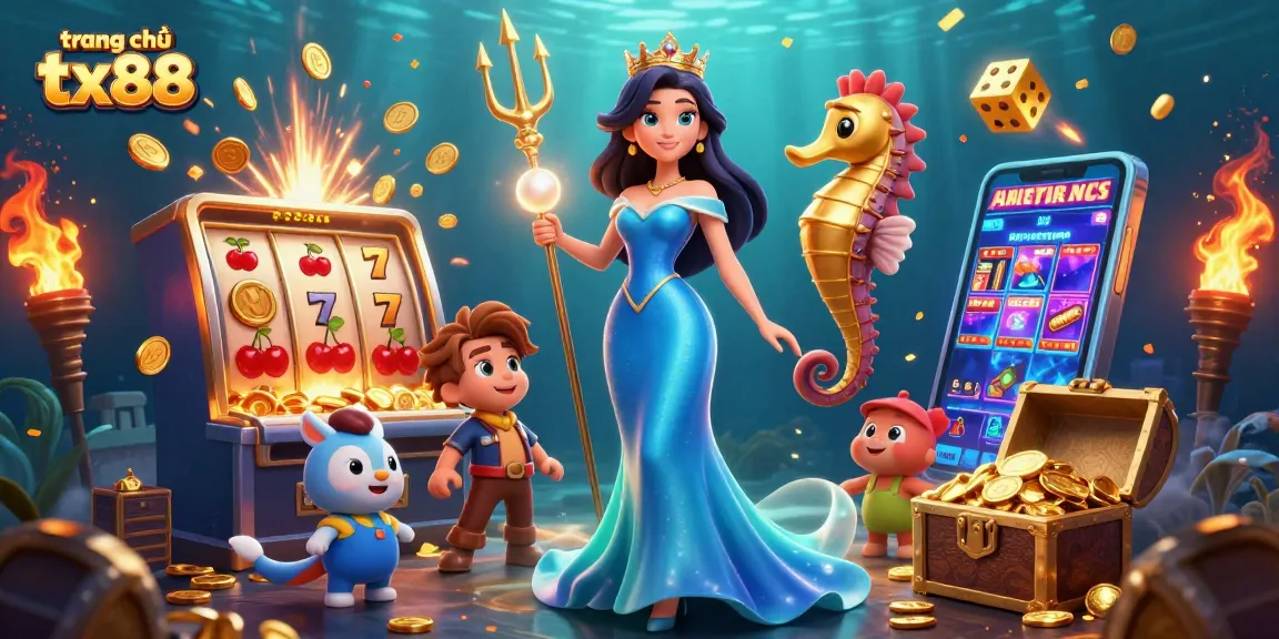 Experience the excitement at trang chủ tx88 with a captivating underwater casino scene full of vibrant game elements.