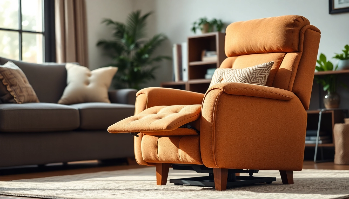 Comfortable power lift recliner in a cozy living room with inviting decor.