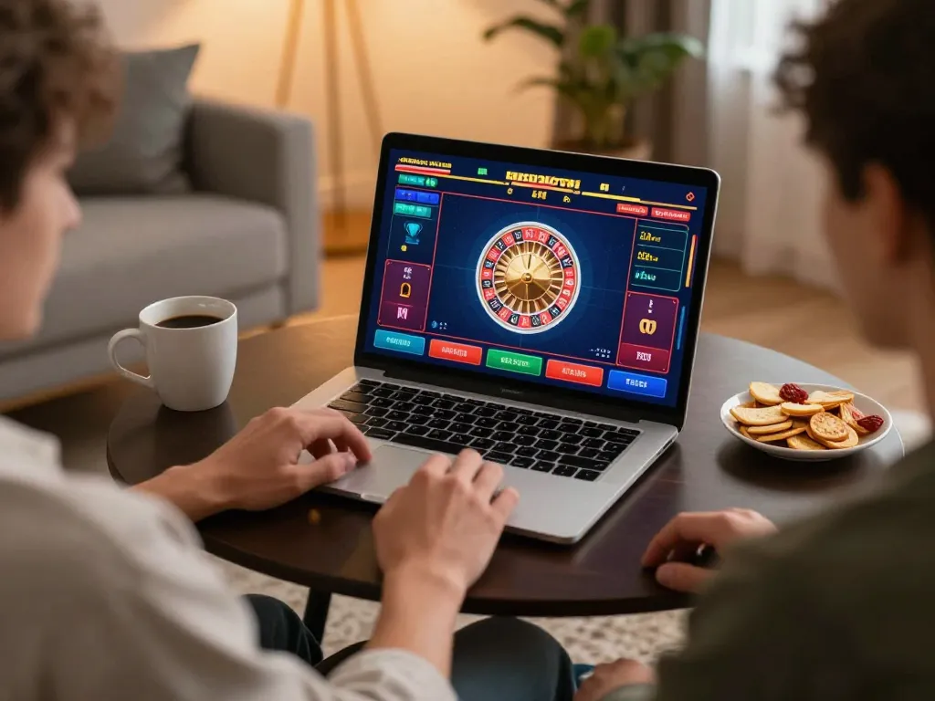 g28 player engaging in an online roulette game while enjoying a cozy home environment.