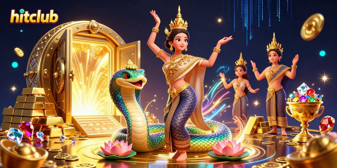 Experience thrilling gameplay at hitclub with vibrant characters amidst treasures and gold effects.