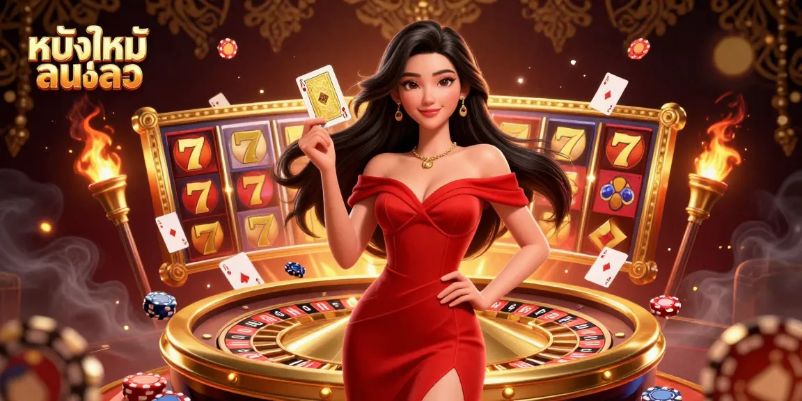 Experience the thrill of หนังใหม่ชนโรง with stunning visuals, from glamorous characters to dynamic slot reels.