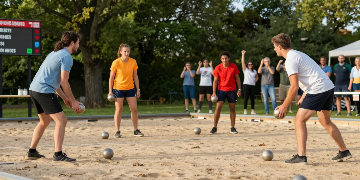 Exciting petanque competition at fopikotatarakan.org showcasing players in action on a sunny court.
