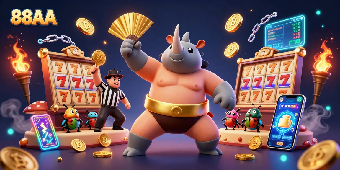88AA platform showcases thrilling casino experience with a charming cartoon beetle in action.