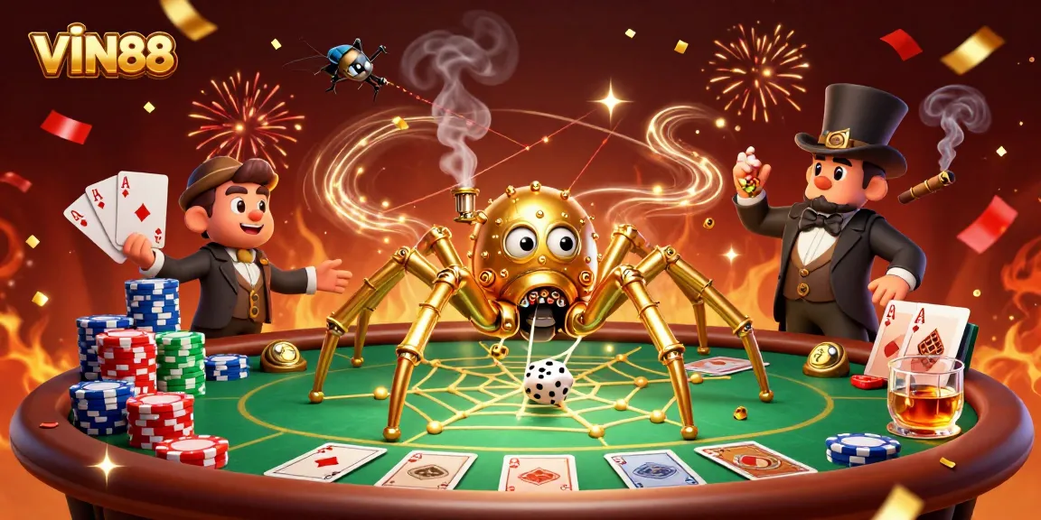 Engage with VIN88's dynamic gaming experience illustrated by a whimsical steampunk scene.