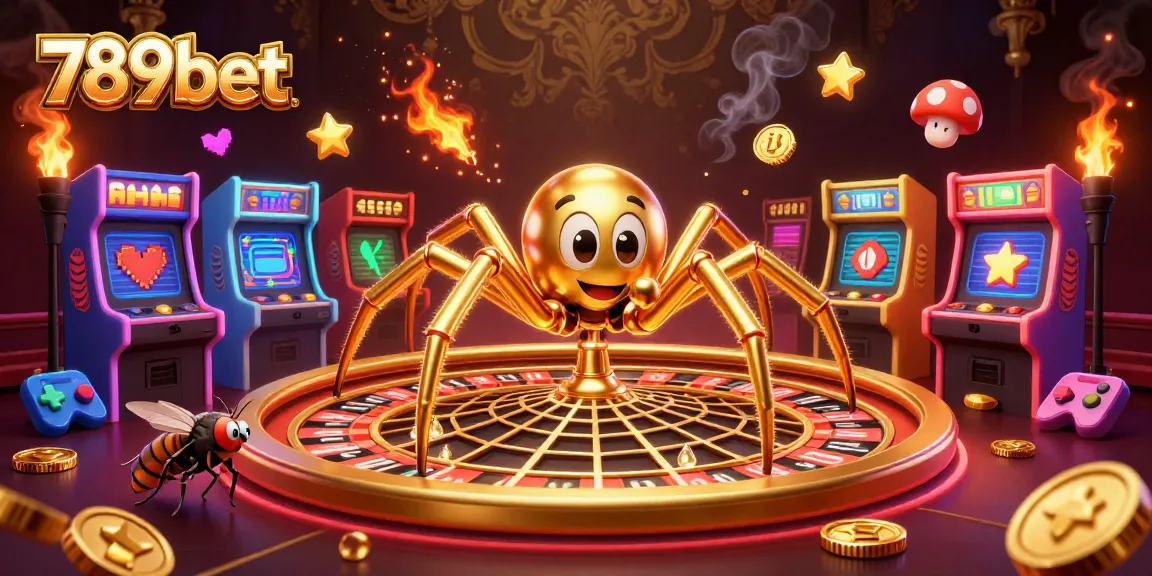 Experience thrilling bets at 789bet with a golden spider and a roulette web