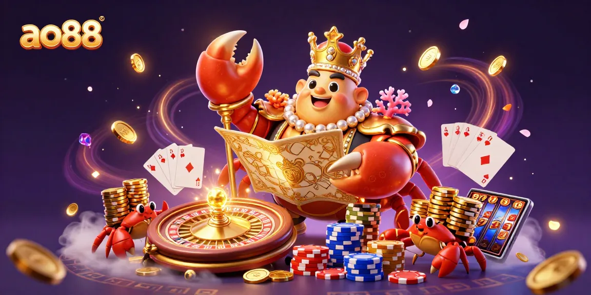Join the fun at ao88: a vibrant 3D casino scene filled with golden treasures and exciting gaming elements.