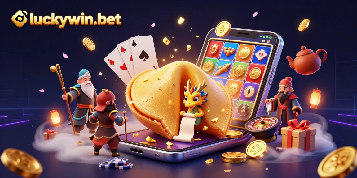 Win big with luckywin-bet's captivating casino scene featuring vibrant games and golden prizes.