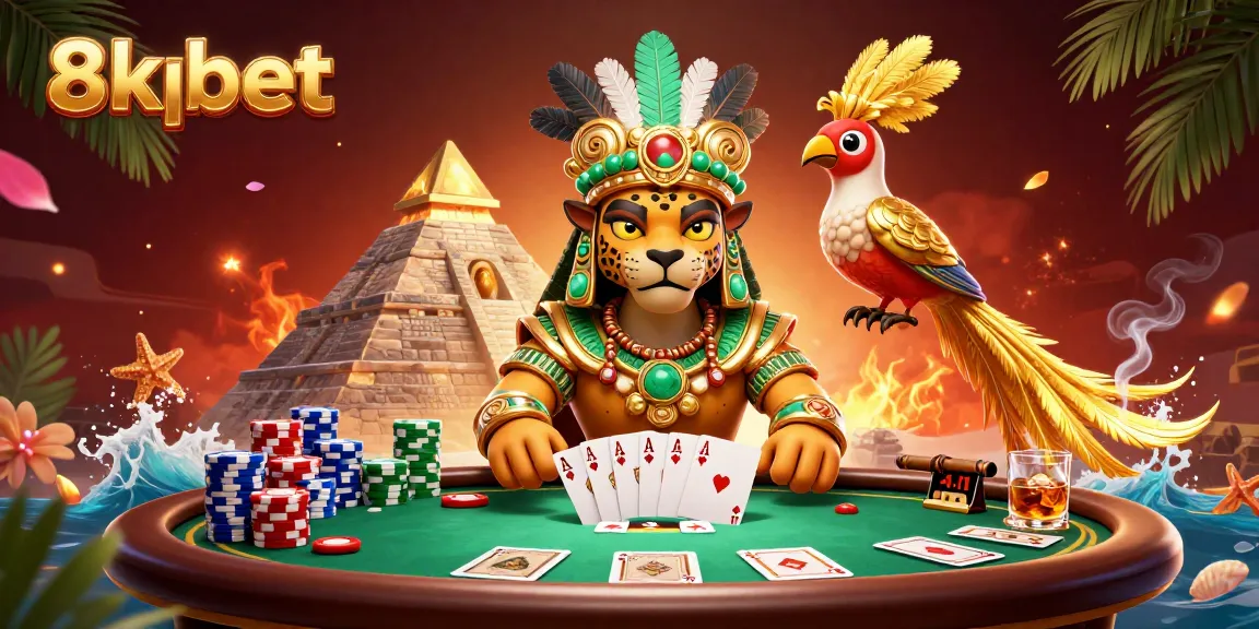 Wager thrillingly on 8xbet with a dynamic poker game scene featuring vibrant elements.