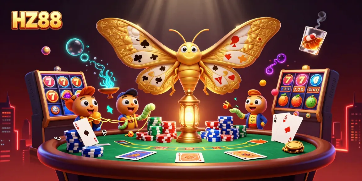 Experience thrilling gameplay at HZ88 with vibrant slot reels and vibrant casino elements in a stunning illustration.