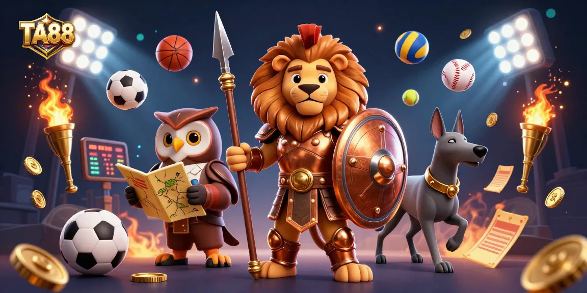 Experience exciting betting action at TA88 with a scene full of dynamic characters and sports elements.